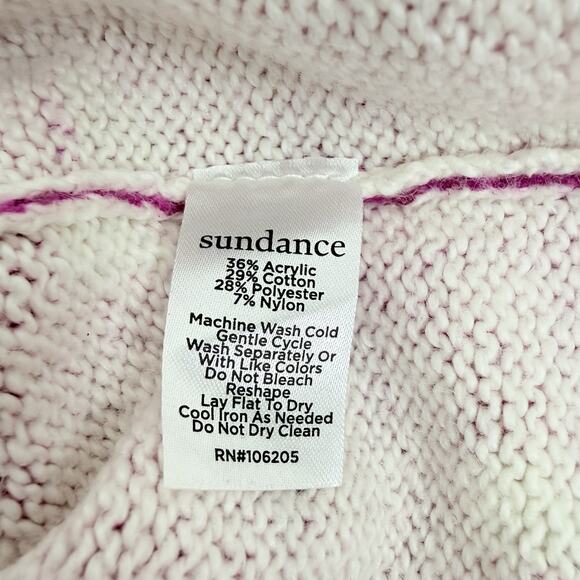 Sundance V-Neck Pullover Sweater Size L Petite Pink Boho Chic Paisley Floral - Picture 10 of 14